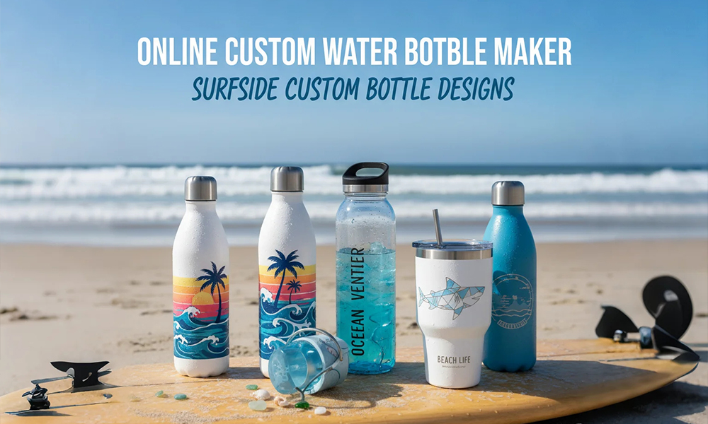 Surfside custom water bottle made with online custom maker